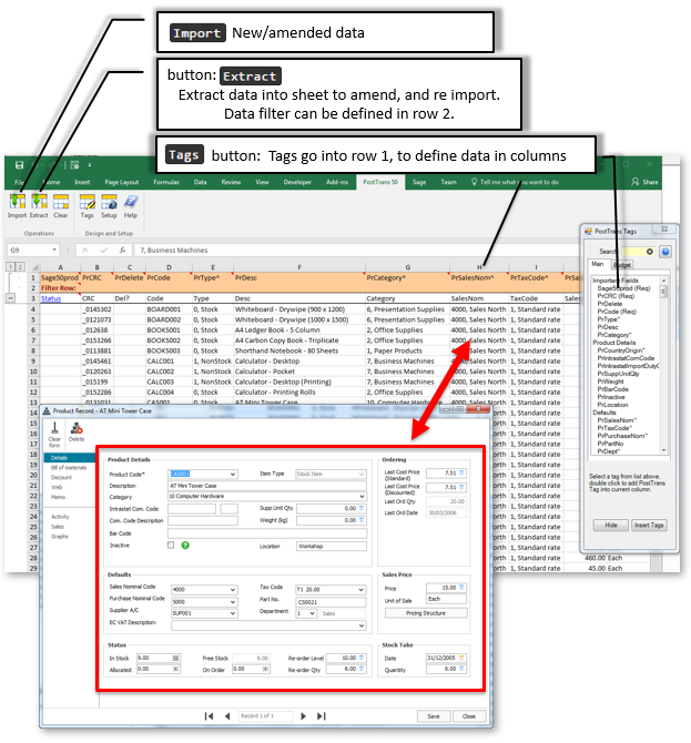 Customer template for importing into Sage 50