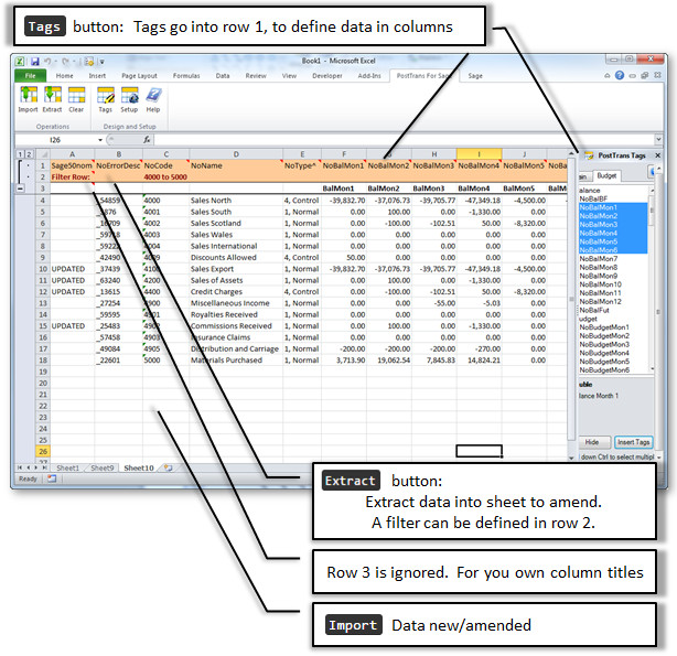 Nominal Account template for importing into Sage 50