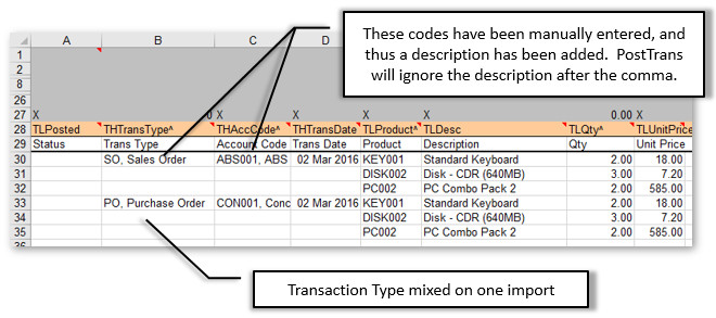 Multiple Transaction Type Layout