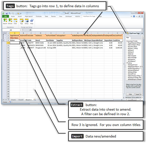 Asset template for importing into Sage 50
