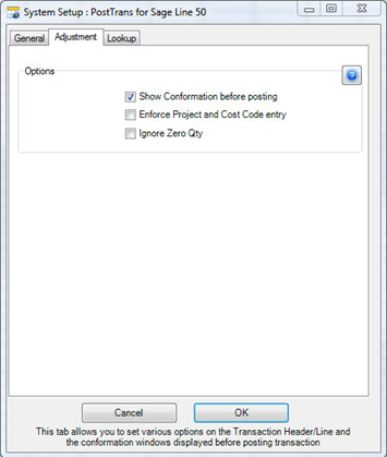 Switches in Setup window