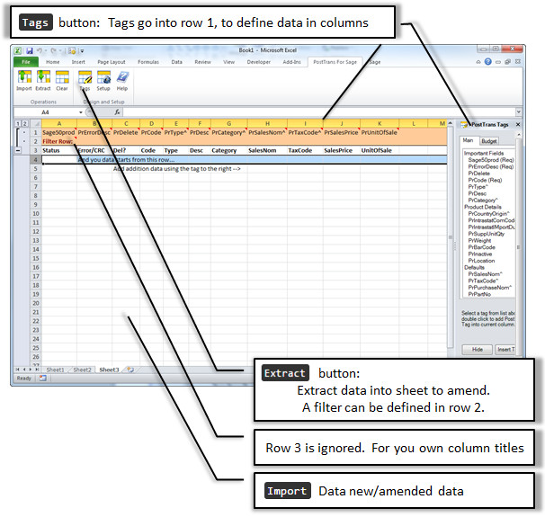Product Import template for importing into Sage 50