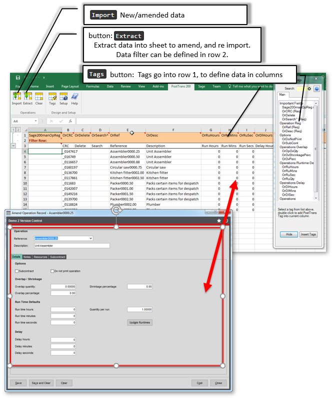 Extract/Import Sage 200 Operation Records