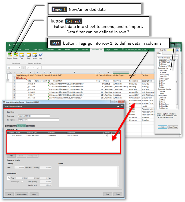 Extract/Import Sage 200 Operation Records Resources