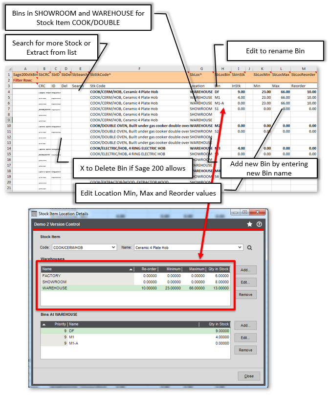 Extract/Import Sage 200 Stock Warehouse Bins