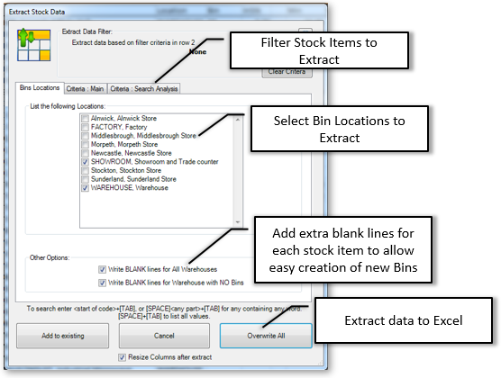 Extract Bins from Locations selected