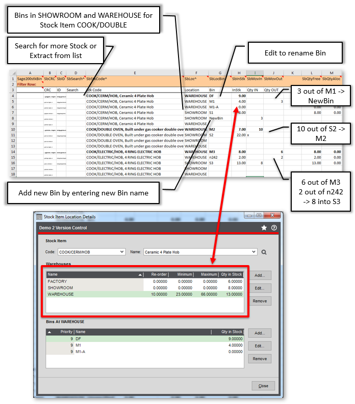 Extract/Import Sage 200 Stock Bin Movements