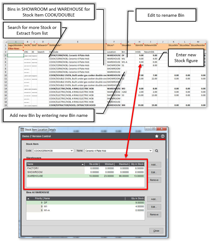 Extract/Import Sage 200 Stock Bin Stock Take