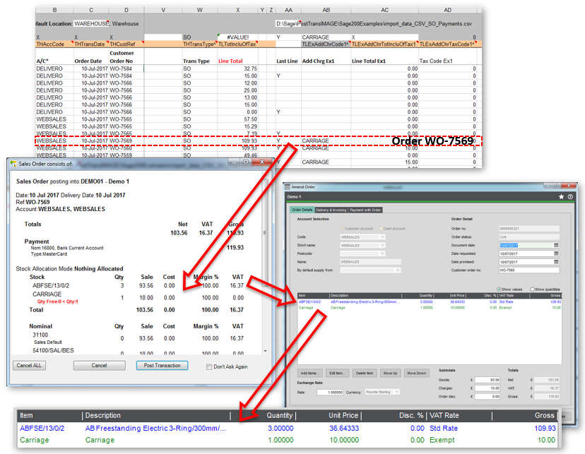 Import Sage 200 Orders from Web Cart Export